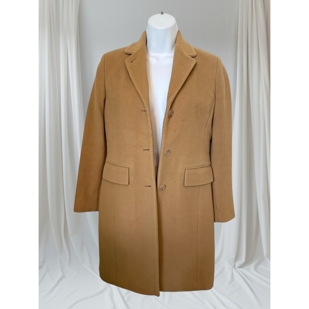 J. Crew Wool Cashmere Blend Beige Button Down Long Overcoat P2